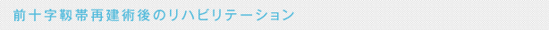 前十字靱帯再建術後のリハビリテーション　